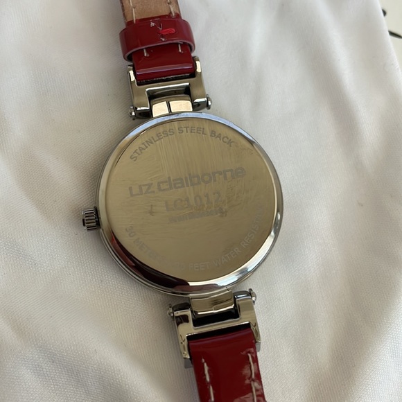 Liz Claiborne Red Leather Watch - Picture 7 of 8